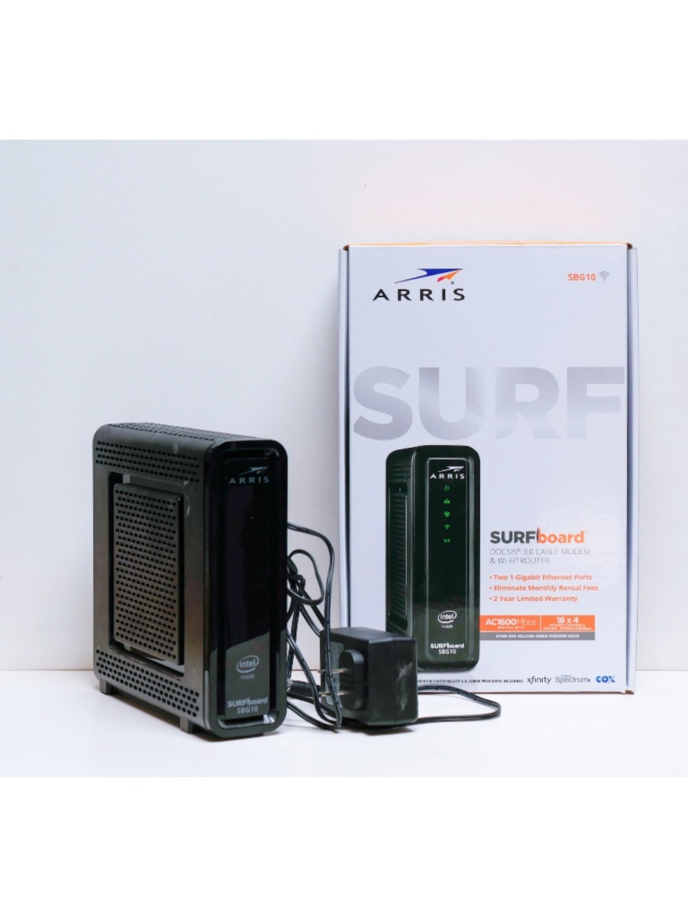 Arris SBG10 Black Surf Board DOCSIS 3.0 Standard Cable Modem Wi-Fi Router